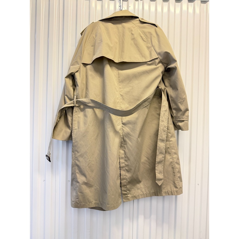 London Fog Mens 42 REG Khaki Trench Coat Double Breasted Removable Liner USA - Picture 2 of 11